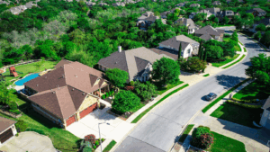 Aerial View Of Austin Real Estate And Neighborhood Development