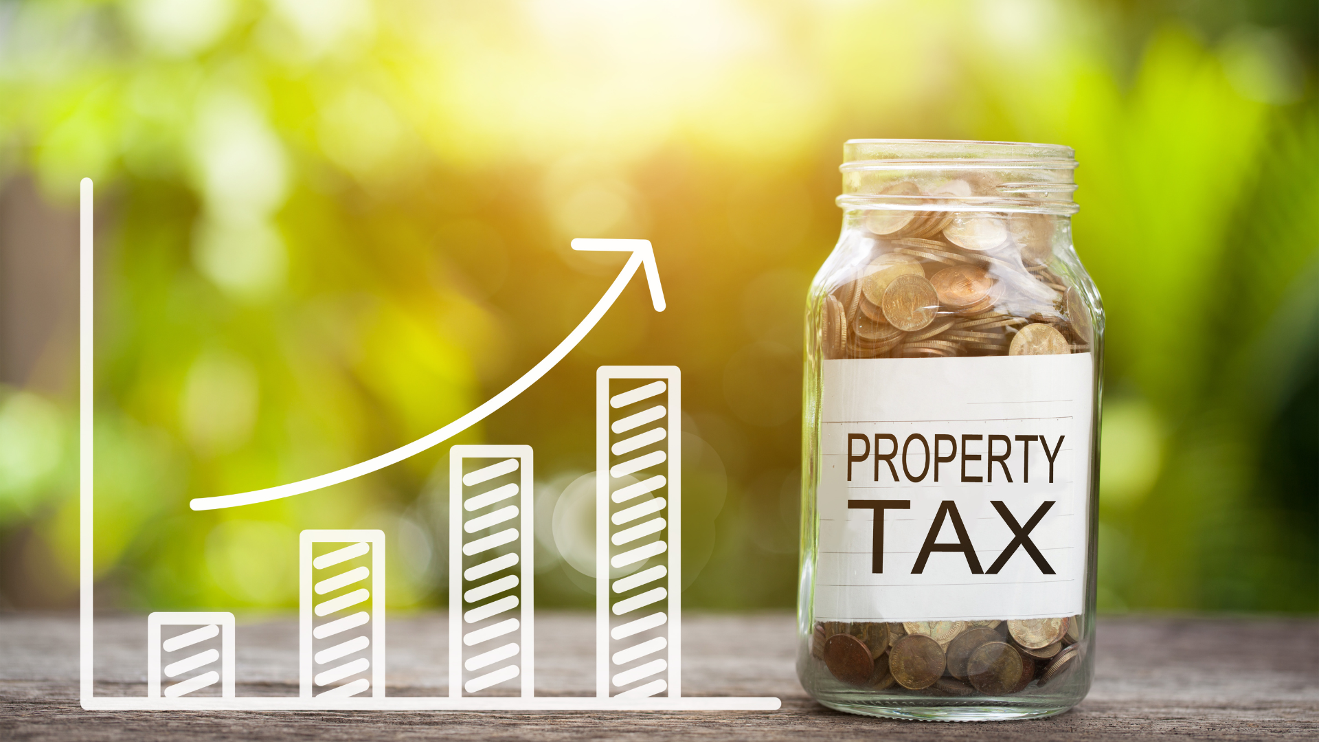 Glass jar filled with coins representing rising Texas property tax increases
