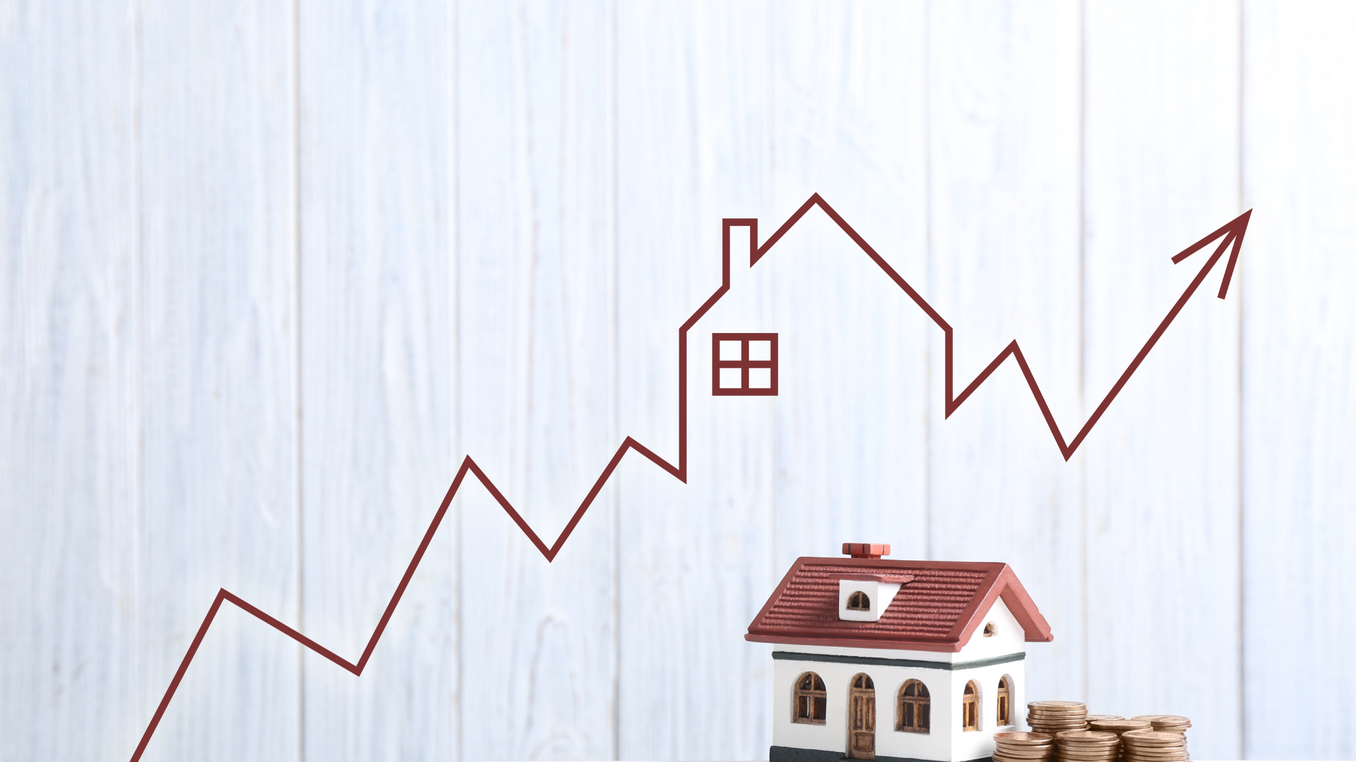 Rising graph over a house model symbolizing a property tax increase in Texas